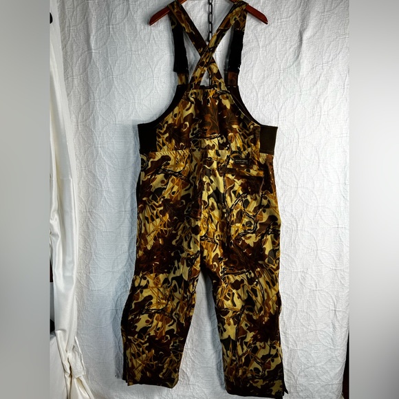 Mount'n Prairie Vintage Camo Hunting Overall Bibs Men's L Brown Tan Felted Pants - Picture 11 of 16